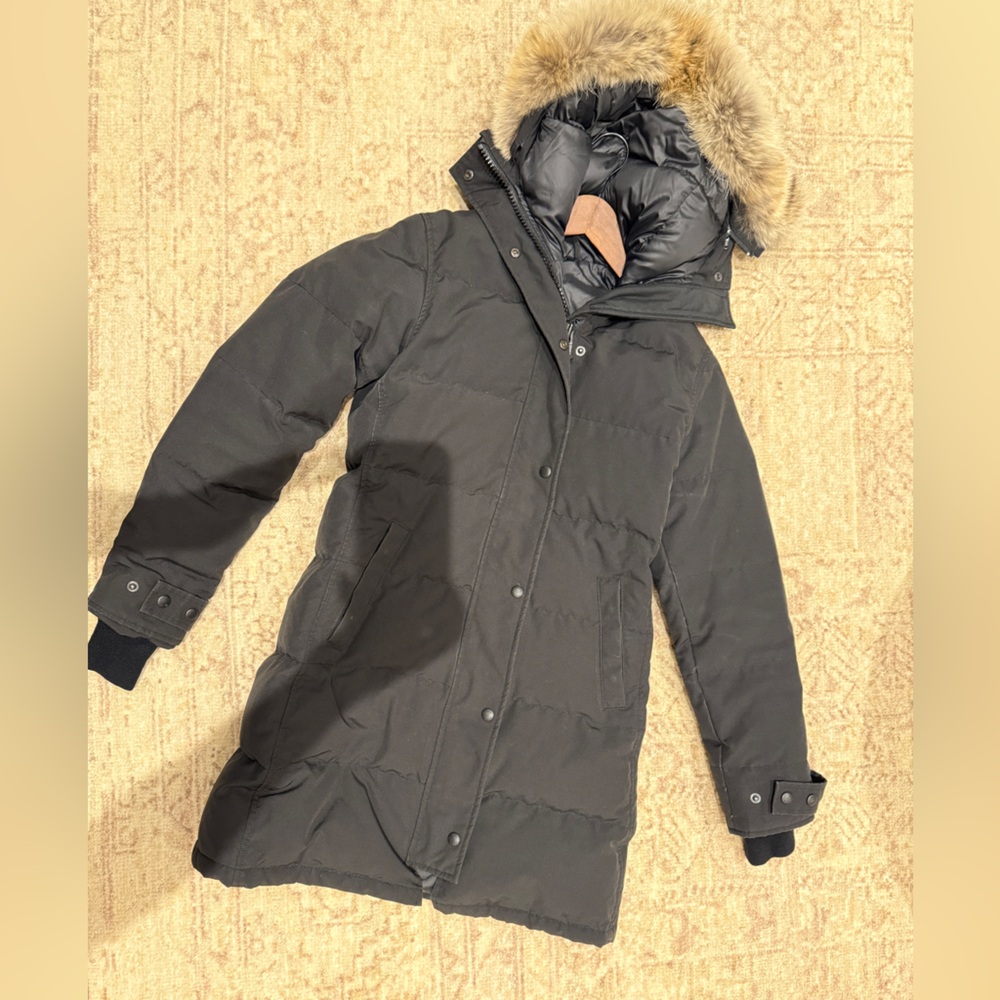Canada Goose Shelburne Black Jacket with Fur Trim